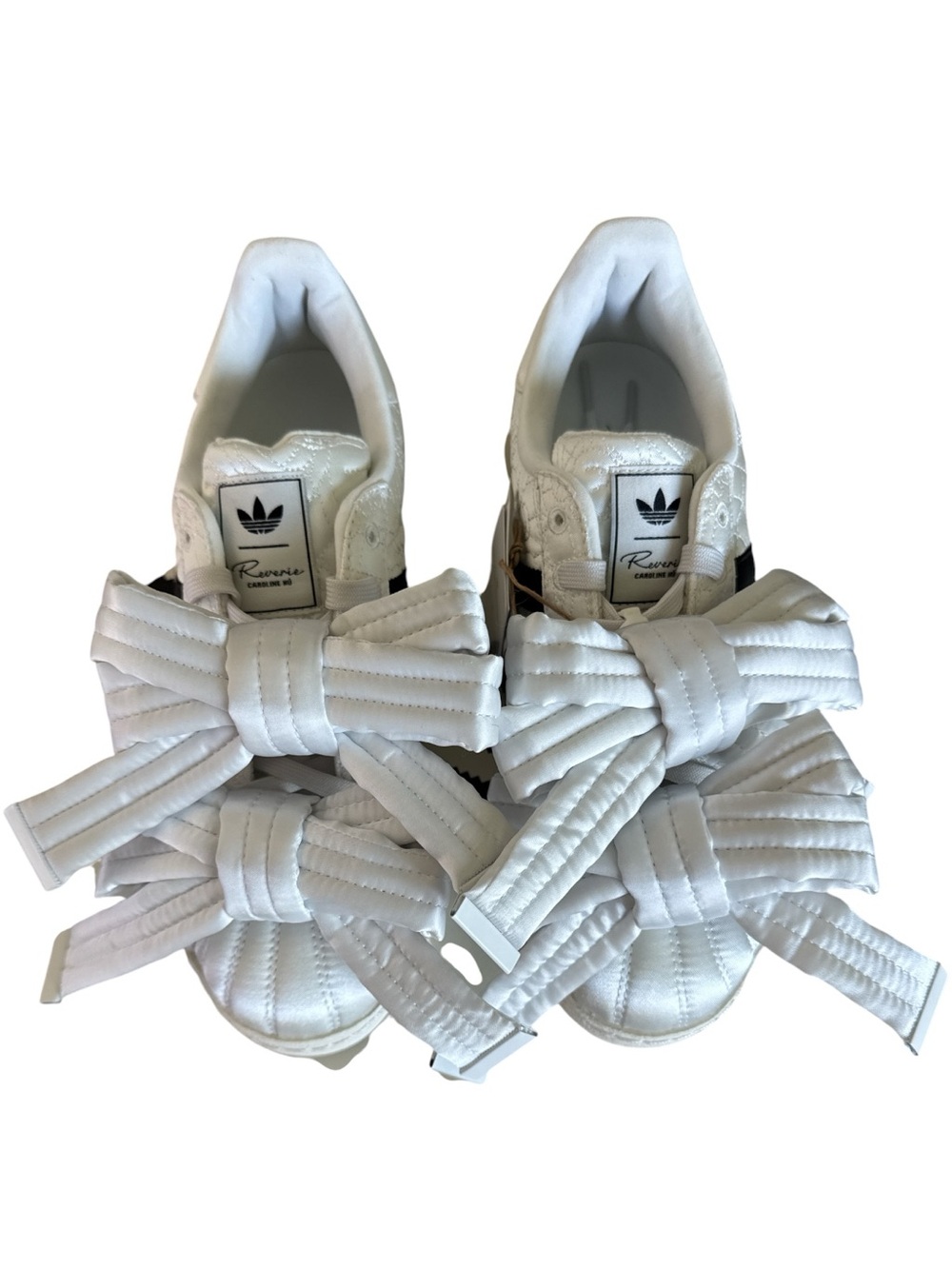 Adidas x Caroline Hu Superstar JR7977 White Bow Sneakers NWT Collab UK 6.5~US8.5 - Picture 3 of 15